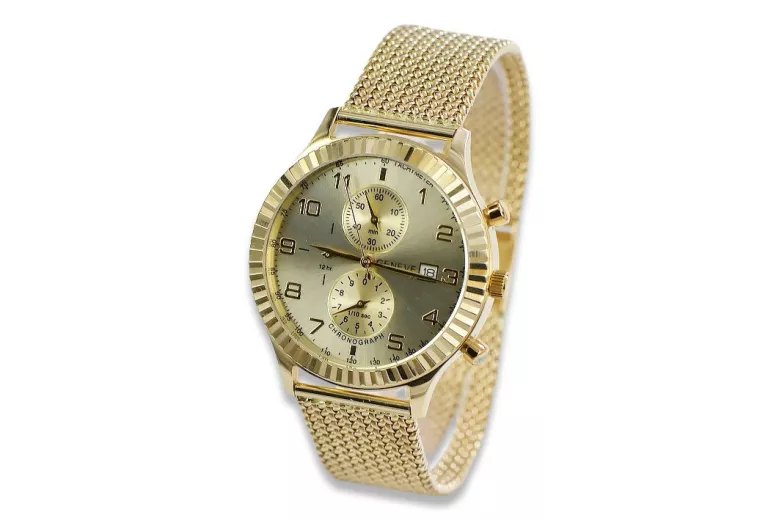 Reloj italiano amarillo 14k 585 oro para hombre Geneve mw007y&mbw014y