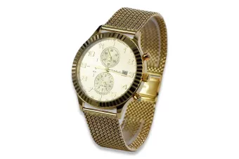 Złoty zegarek męski 14K Geneve, włoski design, 40mm | Zlotychlopak.pl