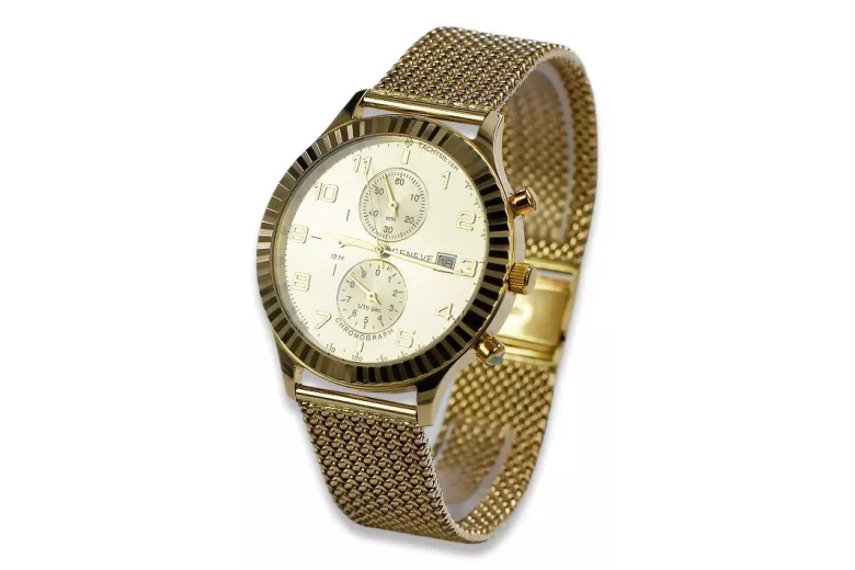 Reloj italiano amarillo 14k 585 oro para hombre Geneve mw007y&mbw014y