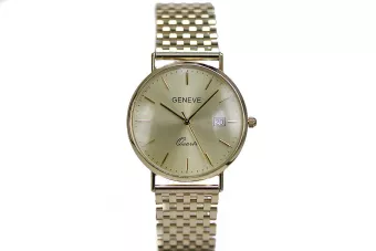 Goldene Herrenuhr Geneve ★ zlotychlopak.pl ★ Gold Reinheit 585 333 Niedriger Preis!