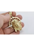 14k 585 Colgante de oro Jesús y cadena de anclaje pj008yL&cc003y