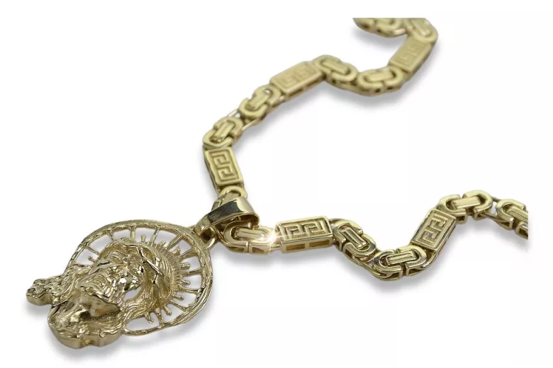 Iisus pandantiv de aur 14k 585 lanț regal bizantin pj008yL&cc050y