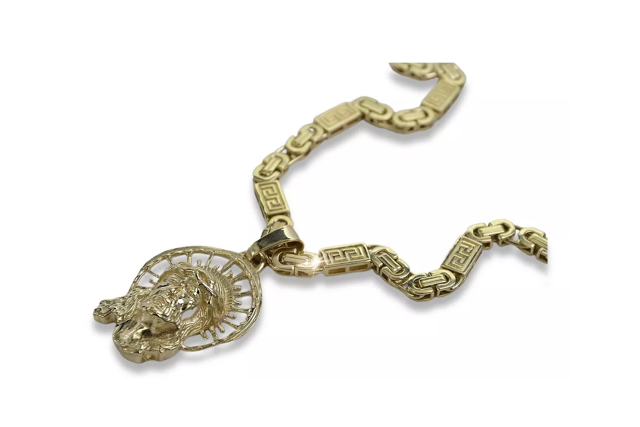 Jesus gold pendant 14k 585 royal Byzantine chain pj008yL&cc050y