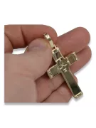 Złoty krzyż Katolicki 14k 585 zawieszka krzyżyk z Jezusem żółte złoto ctc016y
