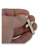 Złoty krzyż Katolicki 14k 585 zawieszka krzyżyk z Jezusem żółte białe złoto ctc016yw