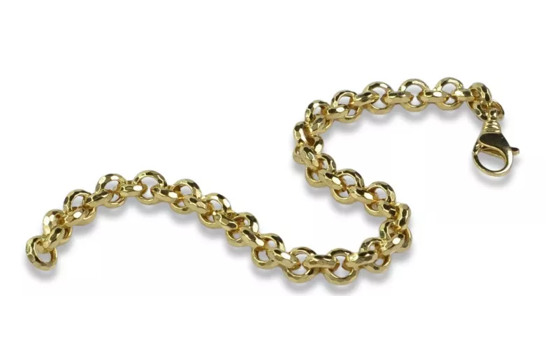 Italian yellow 14k gold Anchor diamondcut bracelet cb003y