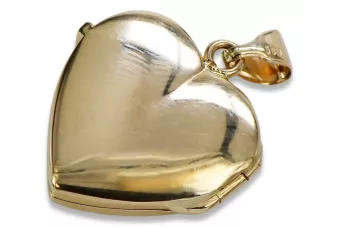 Złota zawieszka 14k 585 medalion serce na zdjęcie włoski styl cpn043y