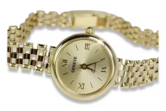 Италиански жълт 14k златен дамски часовник Geneve Lady Gift lw045y