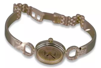 Prześliczny 14k damski zegarek z czerwonego złota Geneve lw044r