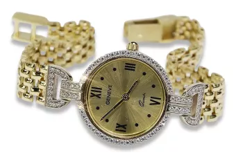 Итальянские желтые русские часы из золота Geneve Lady Gift lw107y
