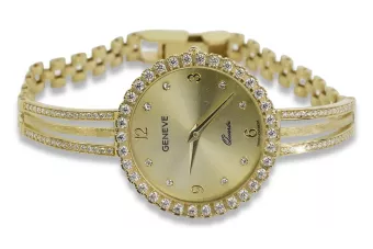 Итальянский желтый Русский золото женские часы Geneve Lady Gift lw108