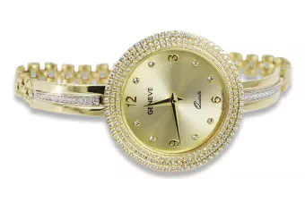 Италиански жълто злато дама часовник Geneve Lady подарък lw113y