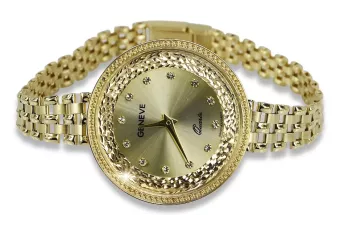 Италиански жълто злато дама часовник Geneve Lady подарък lw115y
