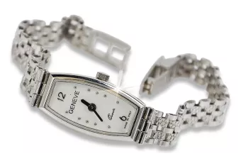 Prześliczny damski zegarek z białego złota 14k 585 Geneve lw034w