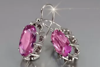 copie de russe soviétique argent rose plaqué or 925 Alexandrite rubis émeraude saphir aigue-marine zircon ... Boucles d’oreilles