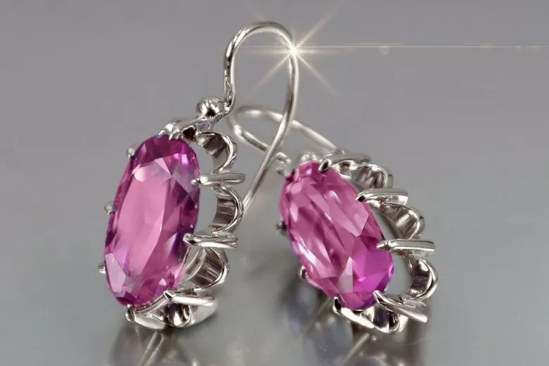 copie de russe soviétique argent rose plaqué or 925 Alexandrite rubis émeraude saphir aigue-marine zircon ... Boucles d’oreilles