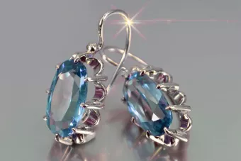 copia de oro rosa de plata soviético ruso chapado en oro 925 Alejandrita Rubí Esmeralda Zafiro Aguamarina Zircon ... Pendientes 