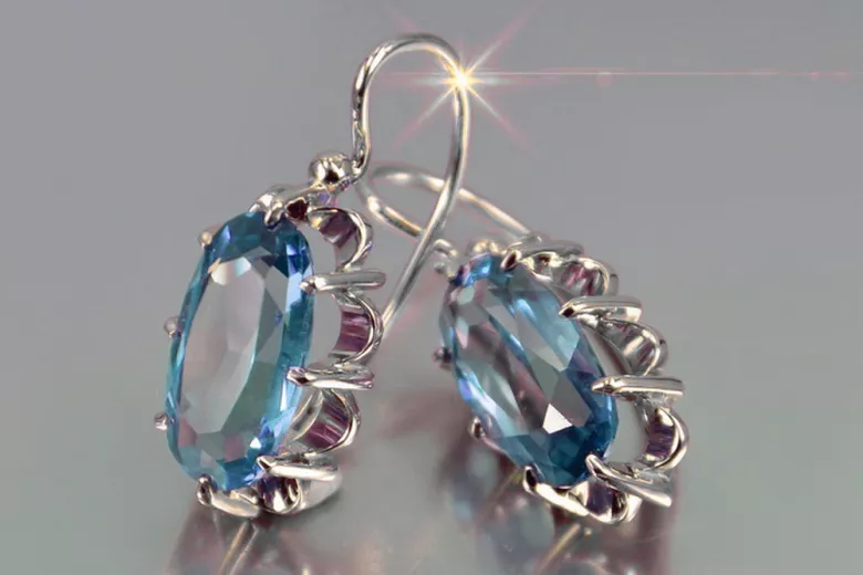 copie de russe soviétique argent rose plaqué or 925 Alexandrite rubis émeraude saphir aigue-marine zircon ... Boucles d’oreilles