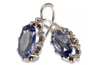 Vintage zlaté náušnice strieborné pozlátené 925 s Alexandryt Rubin Sapphire Emerald Aquamarine Cubic Zirconia Vec039s