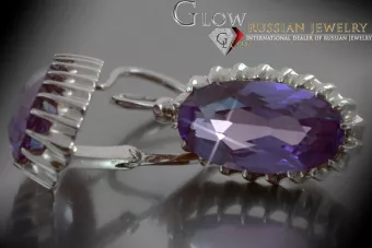 Russisches sowjetisches Silber Rosé vergoldet 925 Alexandrit Rubin Smaragd Saphir Aquamarin Zirkon ... Ohrringe vec047sgp