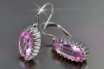 Vintage silver rose gold plated 925 Alexandrite Ruby Emerald Sapphire Aquamarine Zircon ... earrings vec047sgp