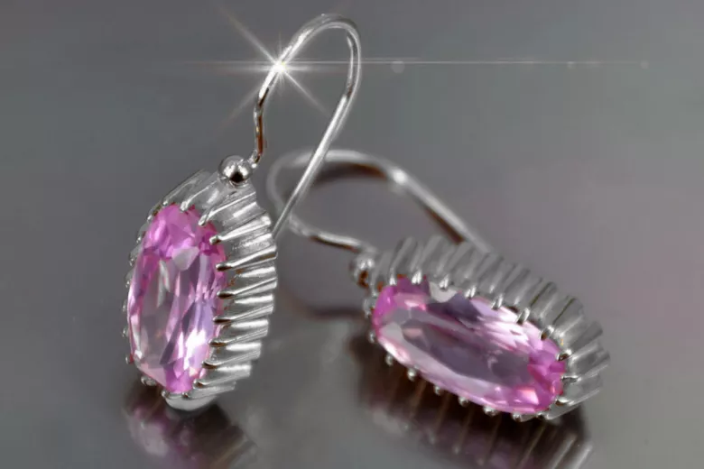 Russisches sowjetisches Silber Rosé vergoldet 925 Alexandrit Rubin Smaragd Saphir Aquamarin Zirkon ... Ohrringe vec047sgp