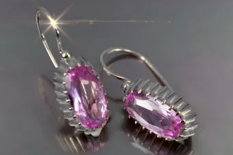 Vintage złote kolczyki srebro pozłacane 925 z aleksandrytem Rubinem Szafirem Szmaragdem Akwamarynem Cyrkoniami vec047s