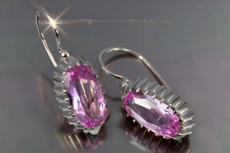 Russisches sowjetisches Silber Rosé vergoldet 925 Alexandrit Rubin Smaragd Saphir Aquamarin Zirkon ... Ohrringe vec047sgp