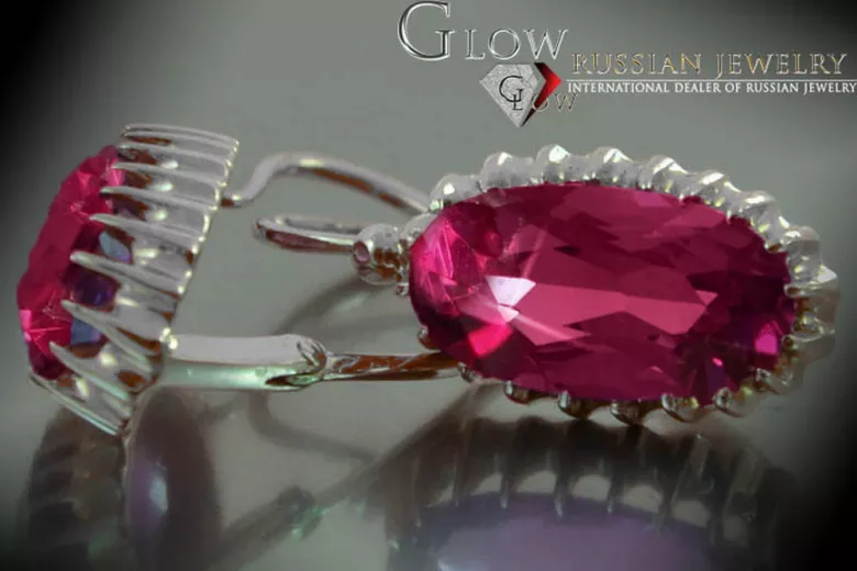 Russisches sowjetisches Silber Rosé vergoldet 925 Alexandrit Rubin Smaragd Saphir Aquamarin Zirkon ... Ohrringe vec047sgp