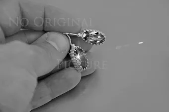 Plata soviética rusa chapada en oro rosa 925 Alejandrita Rubí Esmeralda Zafiro Aguamarina Zircón ... Pendientes VEC047SGP