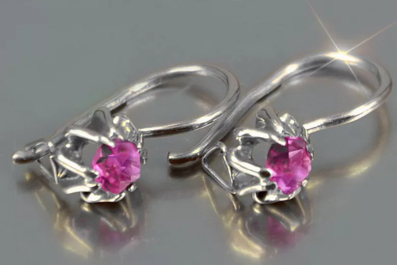 Vintage silver rose gold plated 925 Alexandrite Ruby Emerald Sapphire Aquamarine Zircon ... earrings vec053sgp