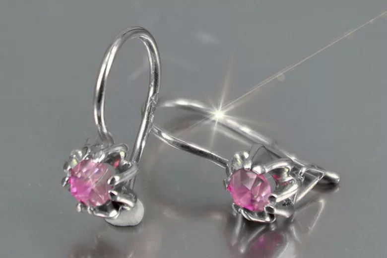 Vintage silver rose gold plated 925 Alexandrite Ruby Emerald Sapphire Aquamarine Zircon ... earrings vec053sgp