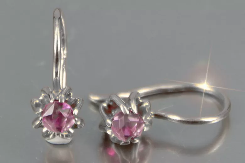 Vintage silver rose gold plated 925 Alexandrite Ruby Emerald Sapphire Aquamarine Zircon ... earrings vec053sgp