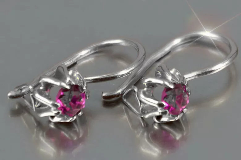 Vintage silver rose gold plated 925 Alexandrite Ruby Emerald Sapphire Aquamarine Zircon ... earrings vec053sgp