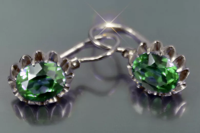 Vintage silver rose gold plated 925 Alexandrite Ruby Emerald Sapphire Aquamarine Zircon ... earrings vec074s