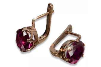 Vintage rose pink 14k 585 gold earrings vec111 alexandrite ruby emerald sapphire ...