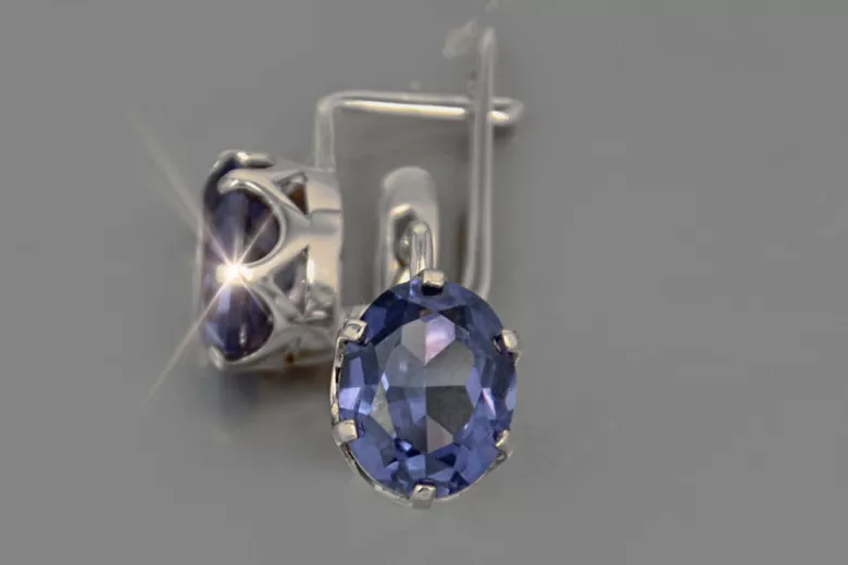 Plata vintage 925 Alexandrite Ruby Emerald Sapphire Aquamarine Zircon ... pendientes vec111s