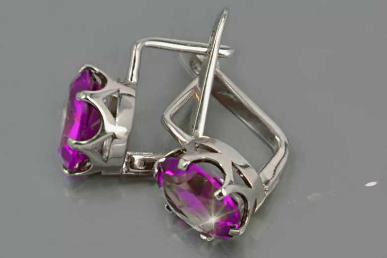 Vintage silver 925 Alexandrite Ruby Emerald Sapphire Aquamarine Zircon ... earrings vec111s