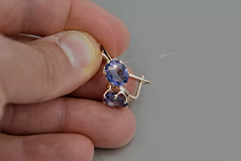 Вінтажний срібло 925 Alexandrite Ruby Emerald Sapphire Aquamarine Zircon ... сережки vec111s