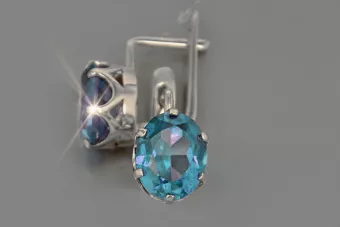 Vintage silver 925 Alexandrite Ruby Emerald Sapphire Aquamarine Zircon ... earrings vec111s