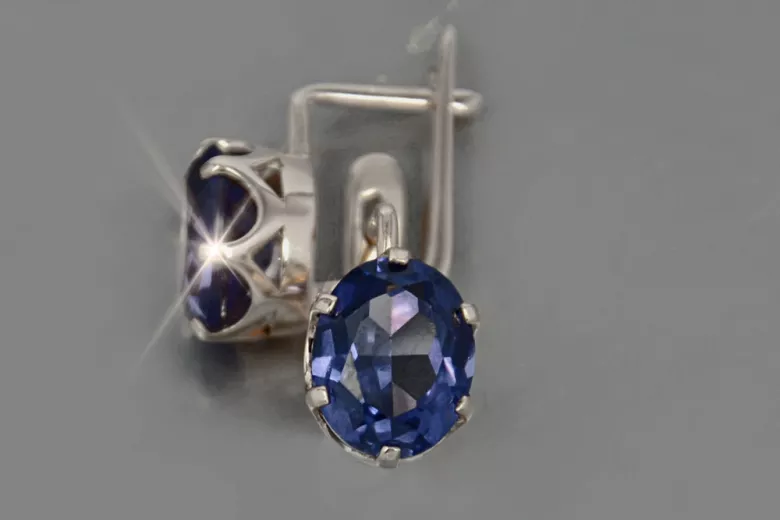 Vintage silver 925 Alexandrite Ruby Emerald Sapphire Aquamarine Zircon ... earrings vec111s