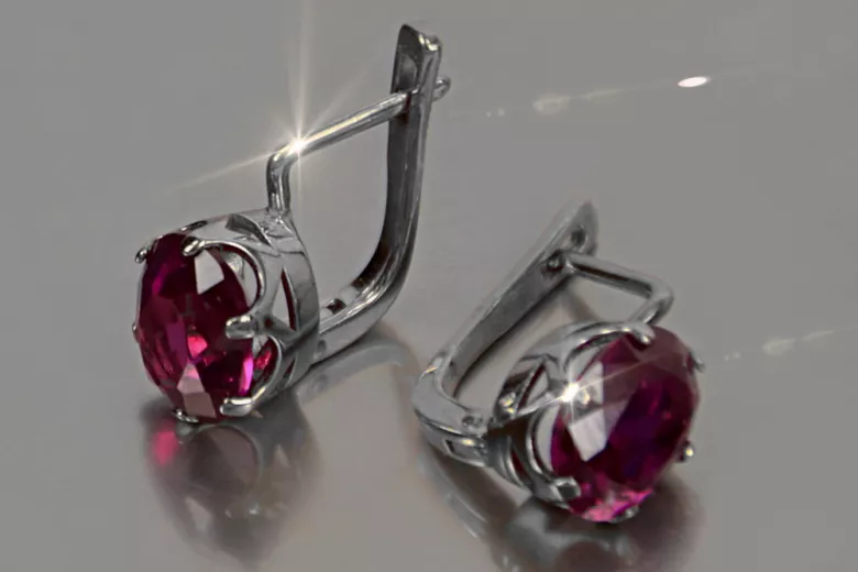 Vintage silver 925 Alexandrite Ruby Emerald Sapphire Aquamarine Zircon ... earrings vec111s