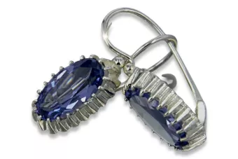 Руски съветски сребро розово злато покритие 925 александрит рубин изумруд сапфир аквамарин циркон ... Обеци VEC047SGP