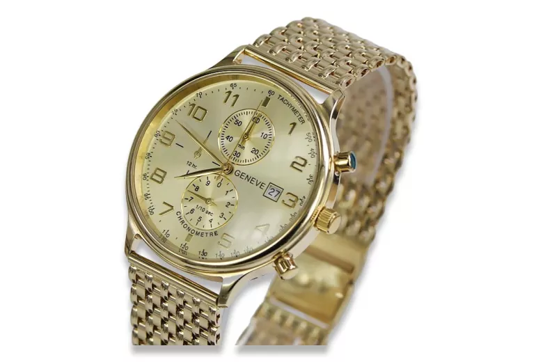 Часы из золота 14 карат 585 пробы с браслетом Geneve mw005ydy&mbw013y