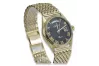 Италиански жълт 14k 585 златен мъжки черен часовник Geneve mw013ydbbc&mwb013y