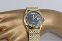 Złoty zegarek z bransoletą męski 14k 585 Geneve mw013ydbc&mbw013y czerna tarcza