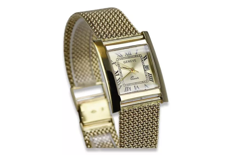 Złoty zegarek 14k 585 z bransoletą męski Geneve mw009y&mbw014y