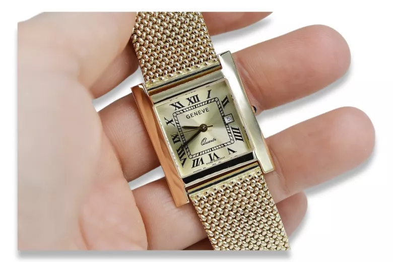 14k 585 aukso laikrodis su vyrų apyranka Geneve mw009y&mbw014y