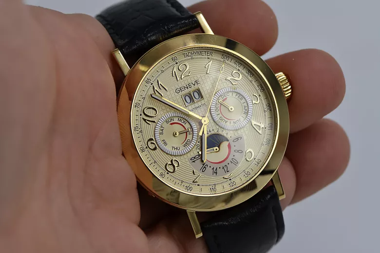 Італійський жовтий 14k 585 золотий чоловічий годинник mw064y