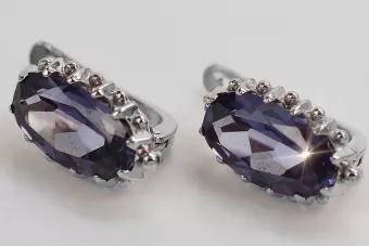 Руско съветско сребро 925 Александрит Рубин Изумруден сапфир Аквамарин Циркон ... Обеци VEC174S